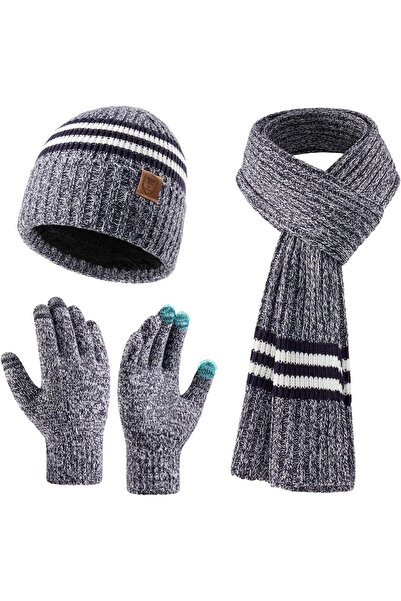 Ozero Set de 3 mănuși unisex, accesorii de iarnă, din lână moale, rezistente ...