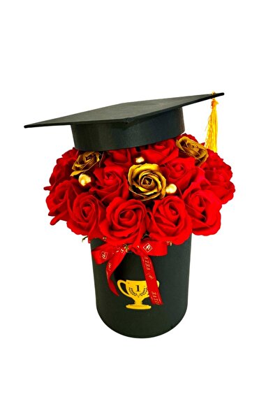 velve Graduation floral arrangement 2026, in a round box with roses and decor...