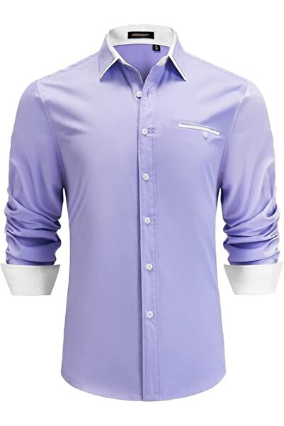 HISDERN Mens Formal Dress Shirt Button Down Long Sleeve Casual Dress Shirt Do...