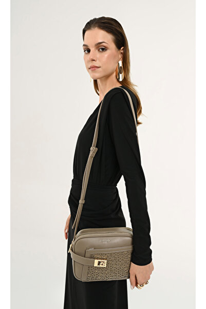 Pierre Cardin Mink Women's Shoulder Bag Laser Cut Double Zipper Two-Compartme...