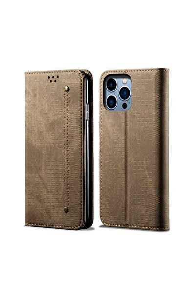 sscase Denim Texture Θήκη Βιβλίο Khaki (Apple iPhone 14 Pro Max)