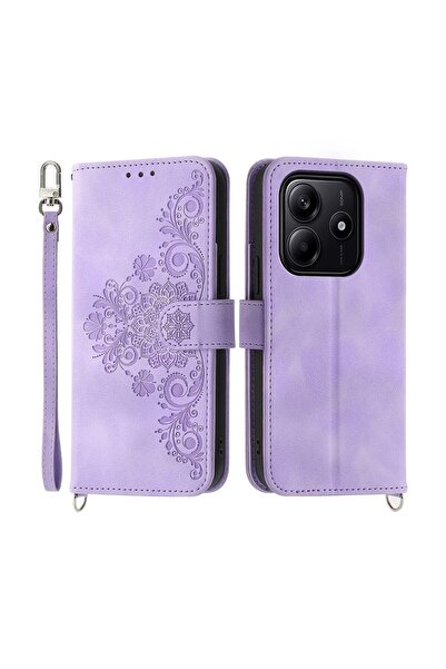 sscase Flowers Embossed Θήκη Πορτοφόλι με Λουράκι Purple (Xiaomi Redmi Note 1...