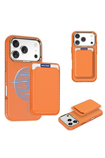 sscase Carbon Fiber Σκληρή Θήκη με Αποσπώμενη Θήκη για Κάρτα Orange (Apple iP...