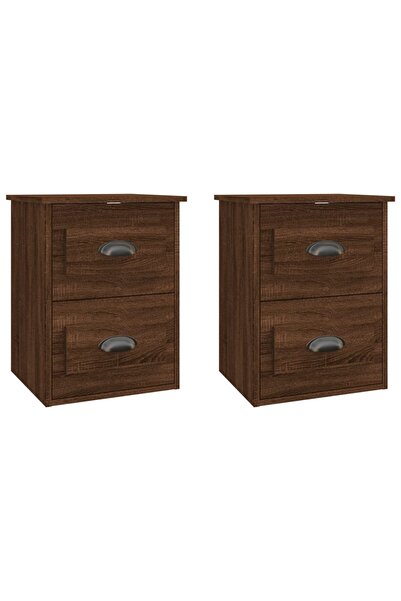 vidaxl Noptiere suspendate pe perete, 2 buc, stejar maro, 41,5x36x53cm