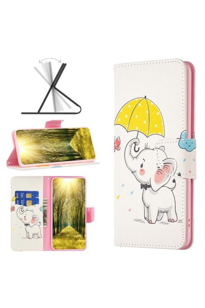 sscase Colored Drawing Θήκη Πορτοφόλι Umbrella Elephant (Xiaomi Redmi 12 4G)
