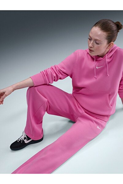 Nike Sportswear Phoenix Fleece HR Pant Wide 2 Yüksek Belli Geniş Paça Pembe K...