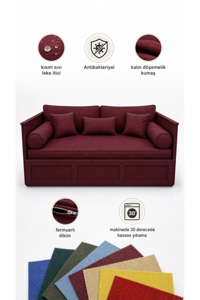 Evimstil Hemnes Uyumlu Divan Kılıf Seti 80x200x24 cm 2 Sırt Minderli 2 Sosis ...