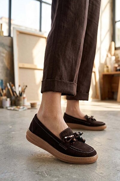 Ayakkabı Fuarı Elit Msl054S Women's Genuine Leather Casual Shoes Brown