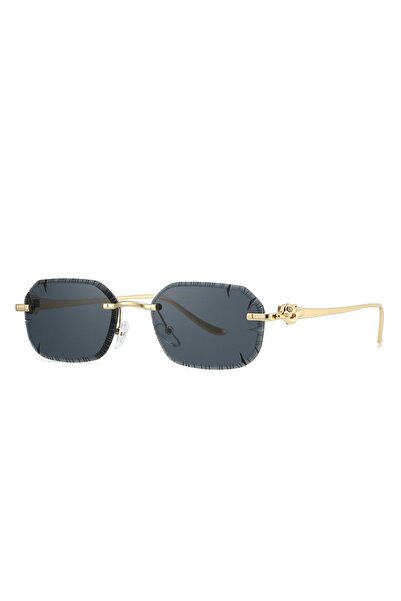 Tessero Unisex Rimless Sunglasses, Rectangular Lenses with Diamond Cut Edge, ...