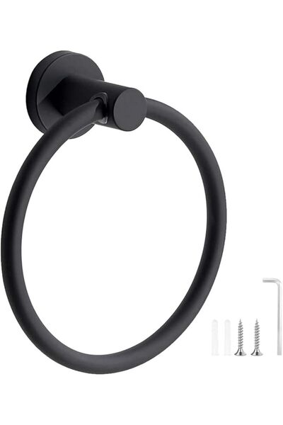 The Bros Towel Holder Black, Stainless Steel Towel Rail, Bath Towel Ring Wall...