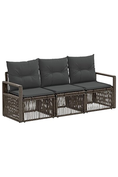 vidaxl Garden sofa set 3 pcs Grey polyrattan