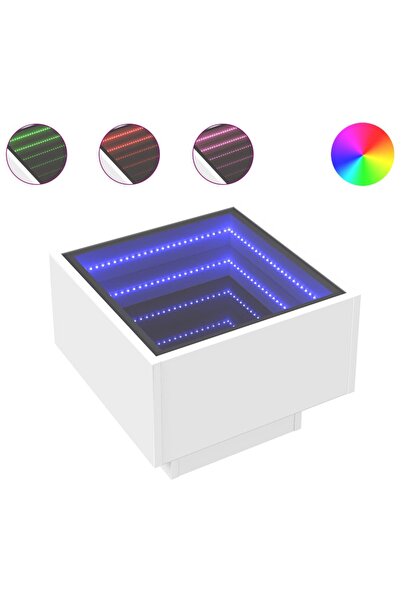 vidaxl Noptieră cu LED infinity, alb, 40x40x30 cm