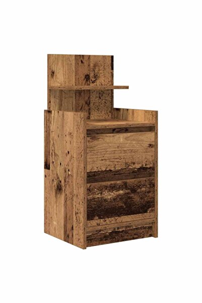 vidaxl Noptiera cu 2 sertare din lemn vechi 38x34x80 cm