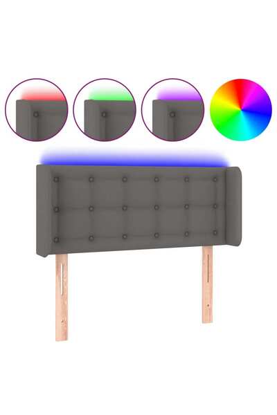 vidaxl LED headboard, grey, 93x16x78/88 cm, eco- Leather