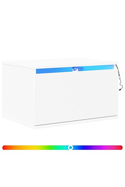 vidaxl Noptiere montate pe perete cu lumini LED, 2 buc., alb
