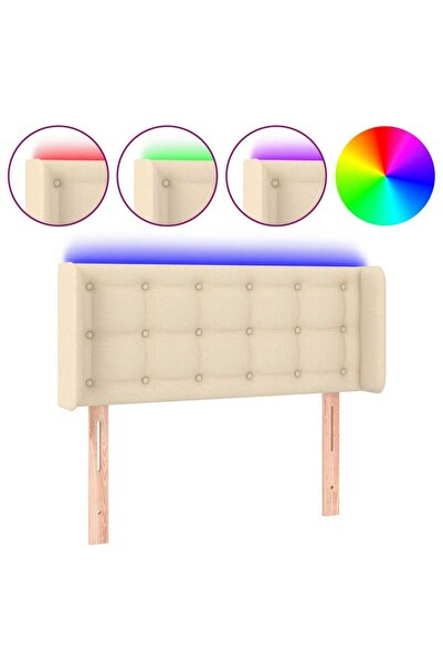 vidaxl Tăblie de pat cu LED, crem, 93x16x78/88 cm, textil