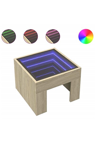 vidaxl Noptieră cu LED infinity, stejar sonoma, 40x40x30 cm