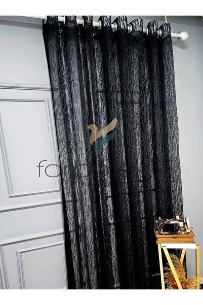 farbateks Black Glass Rustic Tulle Curtain Eyelet Curtain Rustic Tulle Curtain