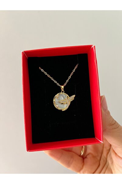 Rose and Light قلادة ذهبية على شكل اليعسوب - قلادة بسلسلة مزينة بنجمة مرصعة ب...