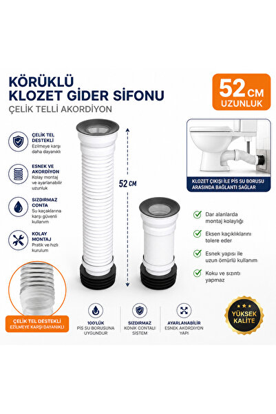 AGE YAPI Körüklü Klozet Tahliye Bağlantısı Ayarlanabilir Akordiyon Sifon Körü...