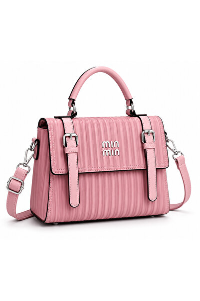 Gernic Women’s Pink Ribbed Top Handle Crossbody Handbag