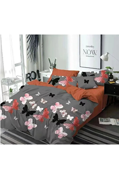 Sky Home Bedding set Finet 6 pieces, Grey/Orange with butterflies-KY19