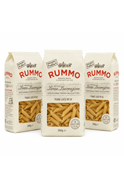 Rummo Set de 3 x Penne Lisce Nr. 59 Paste, 500 g, Metodă de prelucrare Lenta ...