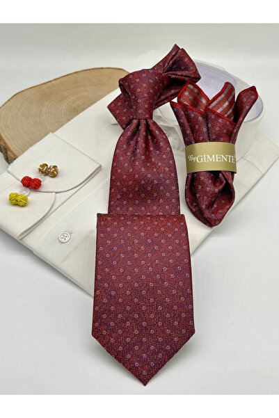 Gutiero Classic Tie with Red Patterned Handkerchief