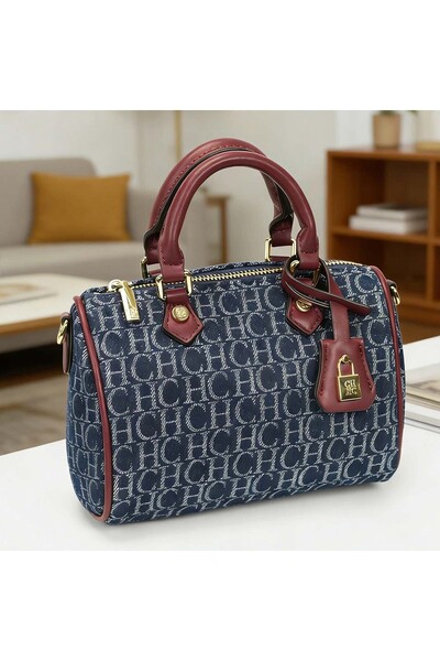 CHCHDIOSA Vintage Denim Boston Bag for Women Print Handbag Contrast Color Han...