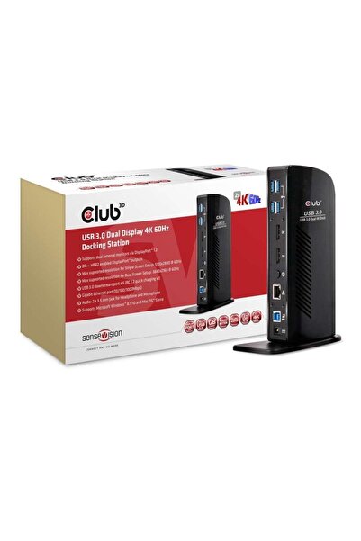 Club 3D Club3D SenseVision USB 3.0 Dual Display 4K 60Hz Docking Station, Black