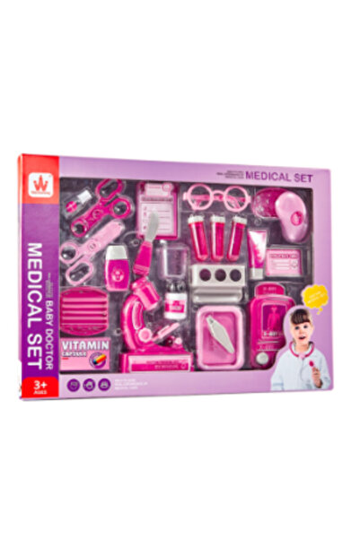 PlayFun Doctor Toy Medical Kit Top Bottom Set for Children, 37 Pieces, Pink 6...