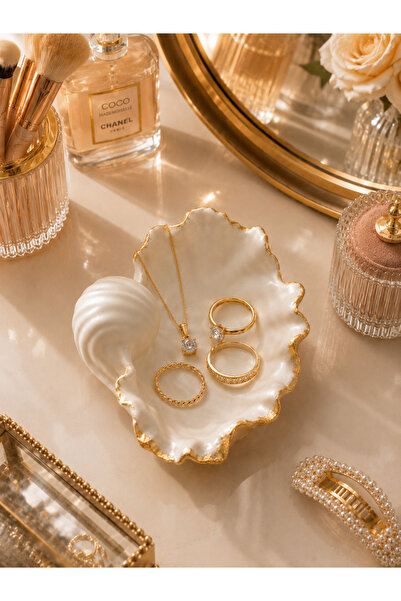Sabletscrafts Soft Luxe Seashell Stone Powder Jewelry Plate – Decoration & De...