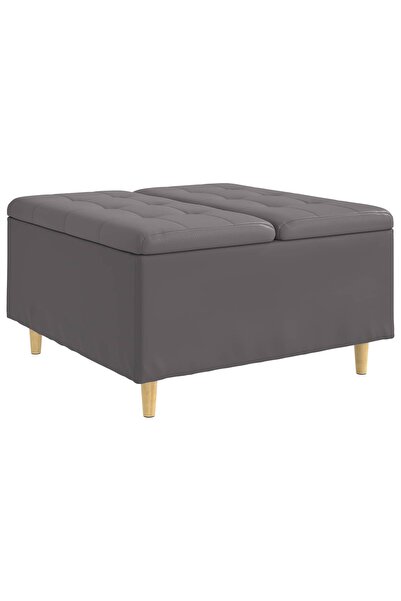 vidaxl Ottomană de depozitare Gri 80 x 80 x 45 cm Piele artificială