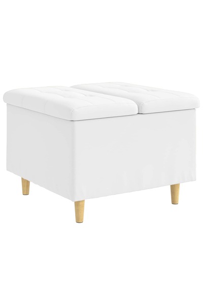 vidaxl Ottomană de depozitare Alb 60 x 60 x 45 cm Piele artificială
