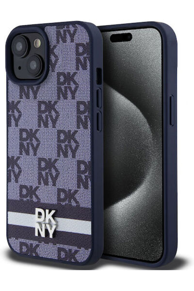 Dkny Καρό Σχέδιο Ριγέ Πίσω Κάλυμμα Συνθετικό Δέρμα / Δέρμα Μπλε (iPhone 15) Κ...