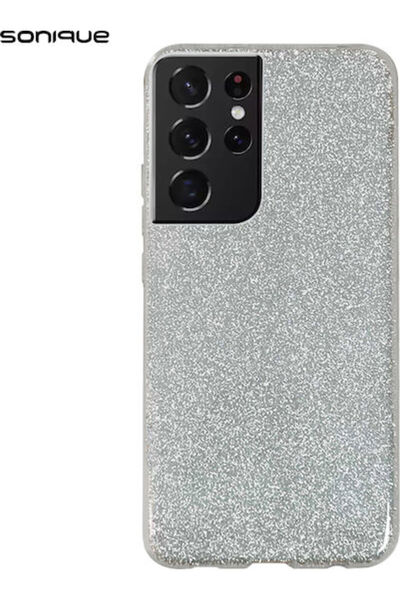 Other Σονίκ Λαμπερή Ασημί Θήκη Πλάτης Σιλικόνης (Samsung Galaxy S21 Ultra)