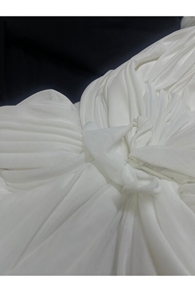 LUSSAMODA Tulle Fabric Off-White Draped Ultra Flexible Turban En-150 Cm.