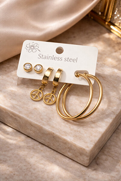 Bozhi Earrings Steel Gold Daily Elegance