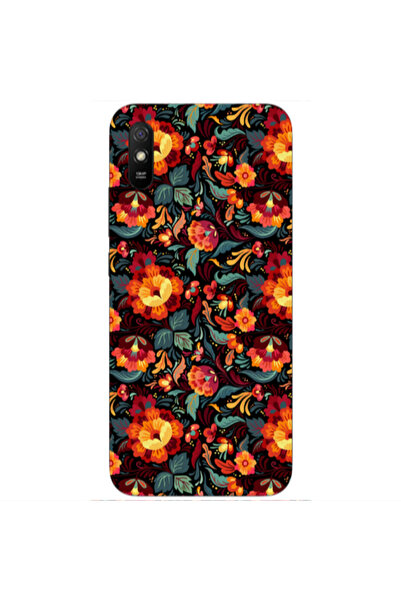 Other Xiaomi Redmi 9A Orange flowers Transparent Silicone TPU Θήκη
