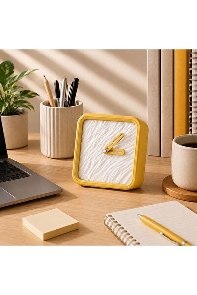 Basart Minimalist Masaüstü Saat Dekoratif Ofis ve Çalışma Masası Saati