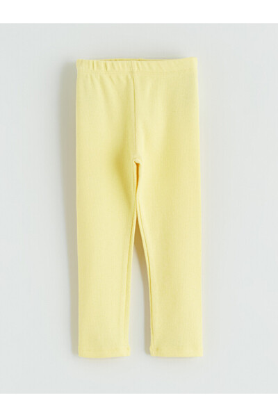 LC Waikiki Rmz Gi̇yi̇m Farkiyla Girls' Ribbed Leggings with Waist Cord