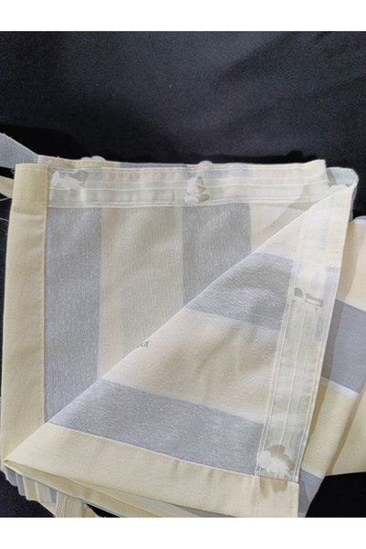 SHY TEKSTİL Water Resistant Cornice Balcony Curtain Modern Outdoor Background Curtain Gray Cream