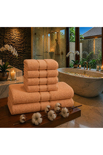 Lenjeria Pufoasa Top Bottom Set of 6 ROYAL Premium Towels – 100% Combed Cotto...