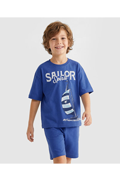 Primo Gino 100% Cotton Knit Half Sleeves T-Shirt & Shorts Set With Boat Print...