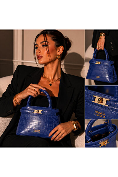 Sagrada Catalana Geantă Damă Albastră Elegantă – Luxury Croco |