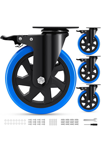 OEM Resistant polyurethane wheels 150mm, 360° swivel, double brakes, for 1200...