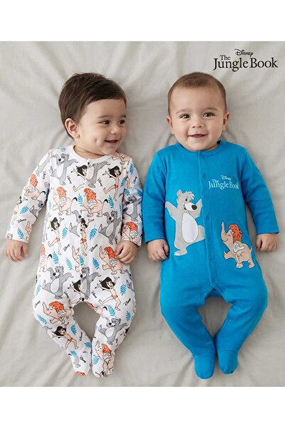 Babyhug Disney Cotton Footed Sleep Suits with Jungle Book Print (Pack of 2) -...
