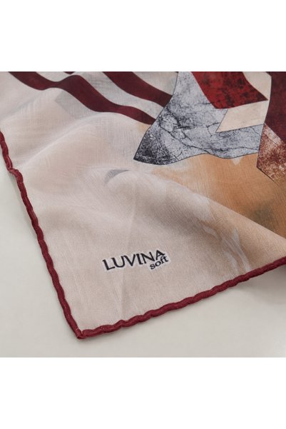 LUVINA Soft Burgundy Tile Geometric Scarf
