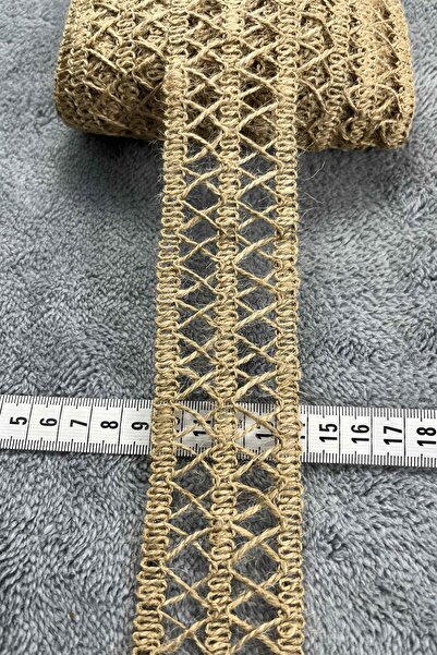 Hobigram Rustavia Crossline Hasır Şerit Kurdele – Doğal Jüt Örgü Dekoratif Premium 1 Metre