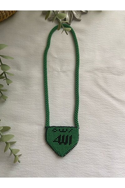 Handmade KUM BONCUK EL İŞİ YEŞİL MUSKALIK KOLYE